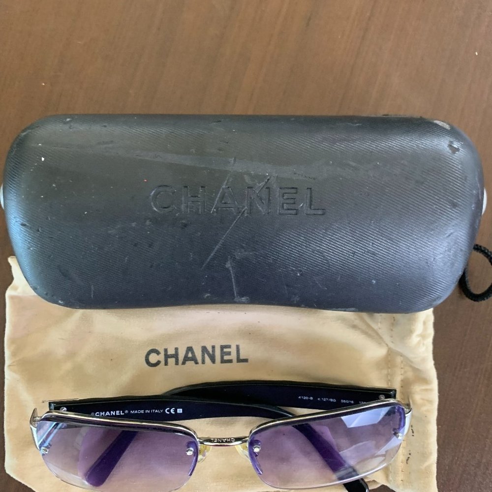 Vintage Chanel Sunglasses (approx 2005) 4130-B Swarovski crystal padded used - Picture 2 of 16